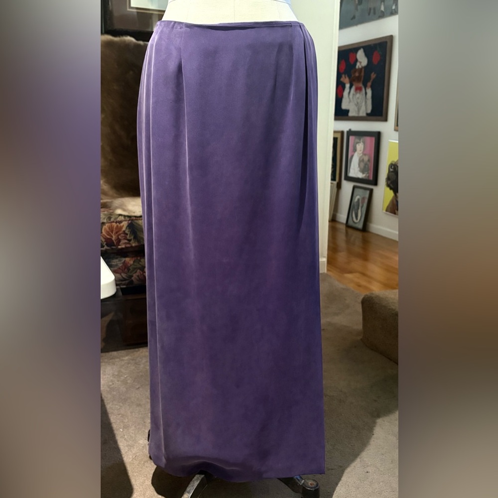 Vintage Josephine Chaus 100% Silk Maxi Skirt – Deep Amethyst Purple NWT